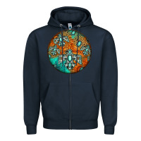 Navy western pattern circle Zipper Hoodie - Jasminsmagicworld