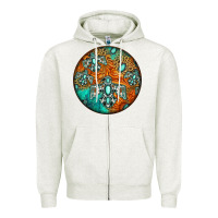 Oatmeal Heather western pattern circle Zipper Hoodie - Jasminsmagicworld