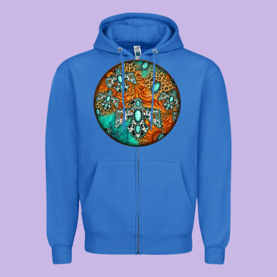 Western Pattern Circle Zipper Hoodie Designed By Jasminsmagicworld