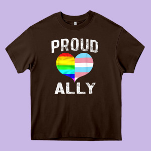 Proud Ally Lgbt Rainbow Heart Gay Pride Month Heavy Core Tee Designed By Linhvisuals