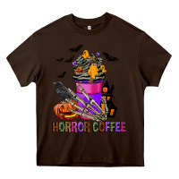 Chocolate Brown Horror Coffee Heavy Core Tee - FaDigitalArtStudio