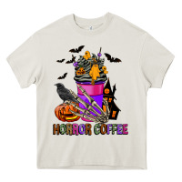 Cream Horror Coffee Heavy Core Tee - FaDigitalArtStudio