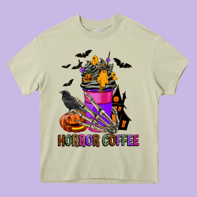 Horror Coffee Heavy Core Tee Designed By Fadigitalartstudio