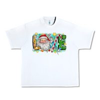 White Love Santa Urban Heavy Tee - CowhideDigitalArt