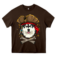 Chocolate Brown alaskan malamute pirate dog halloween Heavy Core Tee - linhVisuals