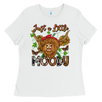 White Just a Little Moody Ladies Tee - CowhideDigitalArt