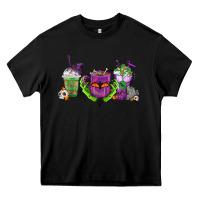 Black Halloween Coffee Cups Heavy Core Tee - FaDigitalArtStudio