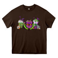 Chocolate Brown Halloween Coffee Cups Heavy Core Tee - FaDigitalArtStudio