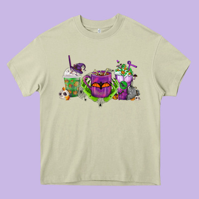 Halloween Coffee Cups Heavy Core Tee Designed By Fadigitalartstudio