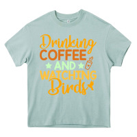 Arona drinking coffee watching birds funny Heavy Core Tee - linhVisuals