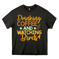 Asphalt drinking coffee watching birds funny Heavy Core Tee - linhVisuals