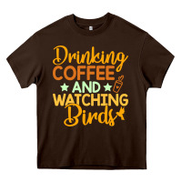 Chocolate Brown drinking coffee watching birds funny Heavy Core Tee - linhVisuals