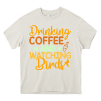 Cream drinking coffee watching birds funny Heavy Core Tee - linhVisuals