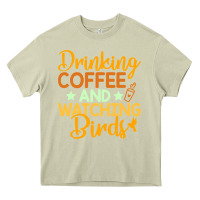 Mossy drinking coffee watching birds funny Heavy Core Tee - linhVisuals
