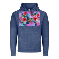 Vintage Denim Flower Hummingbird Vintage Hoodie - Artiststas