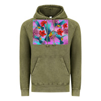 Vintage Olive Flower Hummingbird Vintage Hoodie - Artiststas