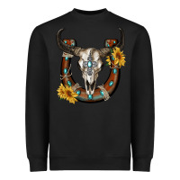 Black bull skull with horseshoe Heavyweight Sweatshirt - RanaPortraitStore