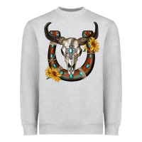 Bull Skull With Horseshoe Heavyweight Sweatshirt | Teevron