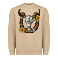 Mushroom bull skull with horseshoe Heavyweight Sweatshirt - RanaPortraitStore