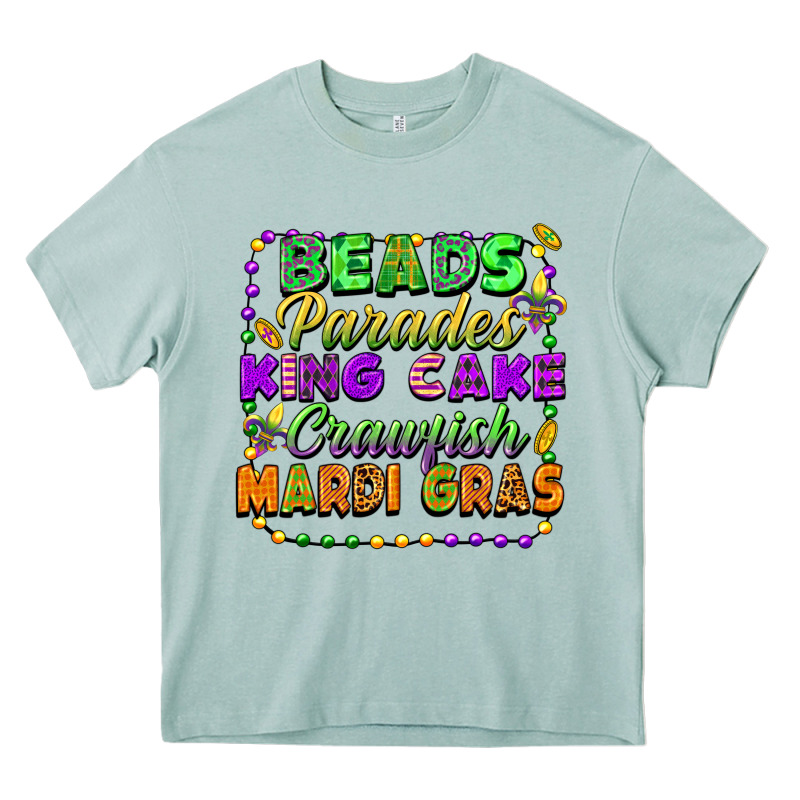 Beads Parades King Cake Crawfish Mardi Gras Heavy Core Tee by FaDigitalArtStudio | Teevron