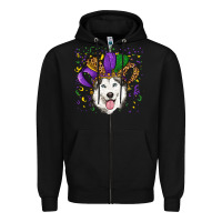 Black mardi gras hat husky Zipper Hoodie - RanaPortraitStore