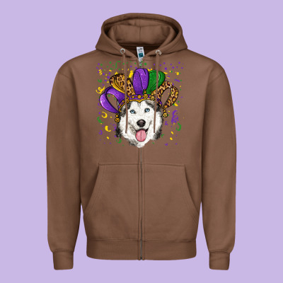 Mardi Gras Hat Husky Zipper Hoodie Designed By Ranaportraitstore