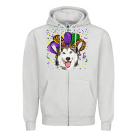 Dove Grey mardi gras hat husky Zipper Hoodie - RanaPortraitStore