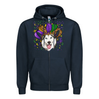 Navy mardi gras hat husky Zipper Hoodie - RanaPortraitStore