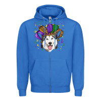 True Royal mardi gras hat husky Zipper Hoodie - RanaPortraitStore