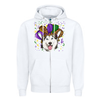 White mardi gras hat husky Zipper Hoodie - RanaPortraitStore