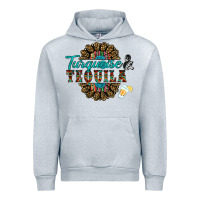 Heather Grey turquoise gemstone and taquila Urban Hoodie - RanaPortraitStore