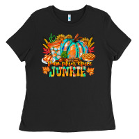 Black Pumpkin Spice Junkie Ladies Tee - CowhideDigitalArt
