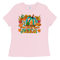 Bubblegum Pink Pumpkin Spice Junkie Ladies Tee - CowhideDigitalArt