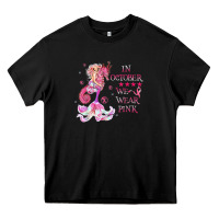 Black mermaid in october we wear pink breast cancer awareness Heavy Core Tee - linhVisuals