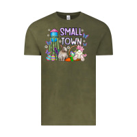 Vintage Olive Small Town Easter Day Vintage Tee - CowhideDigitalArt