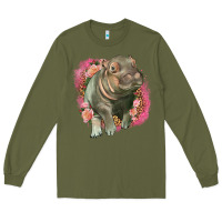 Army Green leopard baby hippo Long Sleeve Tee - LillyAllenDesigns