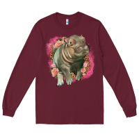 Burgundy leopard baby hippo Long Sleeve Tee - LillyAllenDesigns