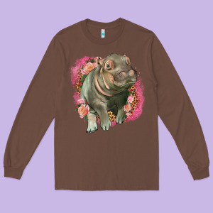Leopard Baby Hippo Long Sleeve Tee Designed By Lillyallendesigns
