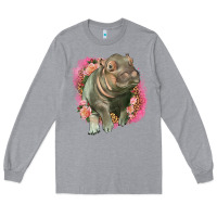 Heather Grey leopard baby hippo Long Sleeve Tee - LillyAllenDesigns