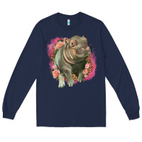 Navy leopard baby hippo Long Sleeve Tee - LillyAllenDesigns