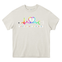 Cream nicu nurse heartbeat Heavy Core Tee - linhVisuals
