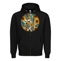 Black western pattern circle earrings Zipper Hoodie - Jasminsmagicworld