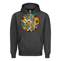 Charcoal Heather western pattern circle earrings Zipper Hoodie - Jasminsmagicworld