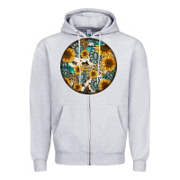 Heather Grey western pattern circle earrings Zipper Hoodie - Jasminsmagicworld