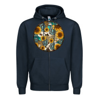 Navy western pattern circle earrings Zipper Hoodie - Jasminsmagicworld