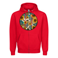 Red western pattern circle earrings Zipper Hoodie - Jasminsmagicworld