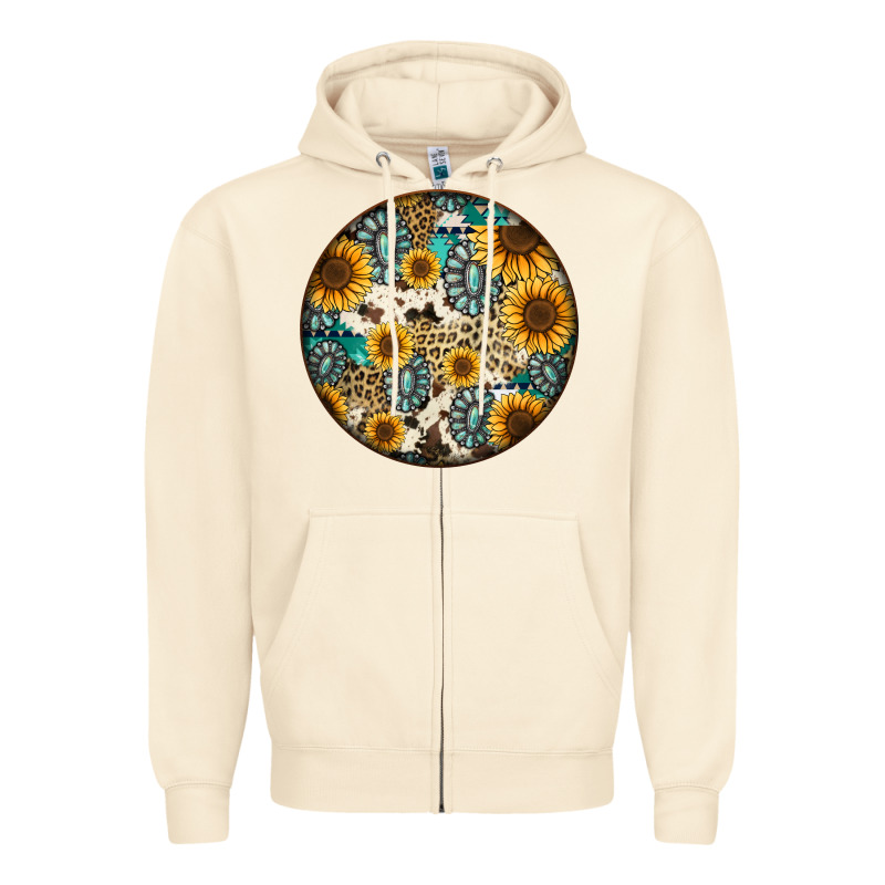 Western Pattern Circle Earrings Zipper Hoodie by Jasminsmagicworld | Teevron