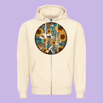 Western Pattern Circle Earrings Zipper Hoodie Designed By Jasminsmagicworld