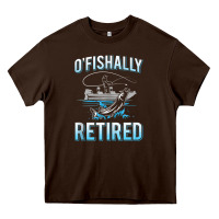 Chocolate Brown ofishally retired fishing men Heavy Core Tee - linhVisuals
