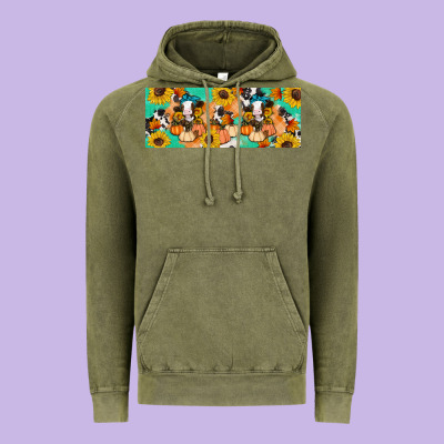 Cow Fall Pumpkin Vintage Hoodie Designed By Artiststas